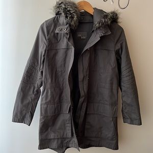 Vince Trench Coat NWOT with Removable Faux Fur Hood, Sz XL